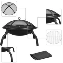 Yaheetech 21" Portable Firepit Folding Wood Burning Fire Bowl For Garden Outdoor With Spark Screen, BBQ Grill -Furniture GUEST 1bd1d169 f044 4d5d ba42 7f73a52312b3