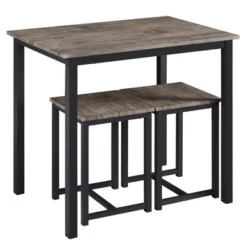 Yaheetech Industrial 3-Piece Space Saving Dining Table Set, For Kitchen, Dining Room -Furniture GUEST 1c1966f8 9958 4a02 a81a b36b134d7eab