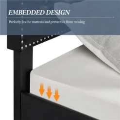 Yaheetech Upholstered Bed Frame With Button-Tufted Headboard -Furniture GUEST 1c490dff 44de 4aa8 b46f e06273e5d386