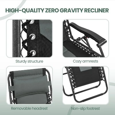 Yaheetech 2pcs 26in Padded Outdoor Zero Gravity Chair 3 Yaheetech 2pcs 26in Padded Outdoor Zero Gravity Chair - Image 3