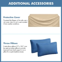 Yaheetech Patio Resin Wicker Sofa Outdoor Rattan Couch With Throw Pillows, Brown/Dark Blue 11 Yaheetech Patio Resin Wicker Sofa Outdoor Rattan Couch With Throw Pillows, Brown/Dark Blue -Furniture GUEST 1cc6c665 ea2e 4198 8f7b 682851a20bf2