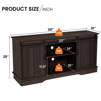 Yaheetech TV Stand Wih Storage, 58" Entertainment Center With Sliding Barn Door 3 Yaheetech TV Stand Wih Storage, 58" Entertainment Center With Sliding Barn Door - Image 3