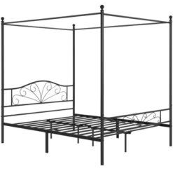 Yaheetech Metal Canopy Bed Frame, Four-poster Canopied Platform Bed With Arched Headboard -Furniture GUEST 1d118cc8 fe67 4ddf b4bf ad1dc83c022a