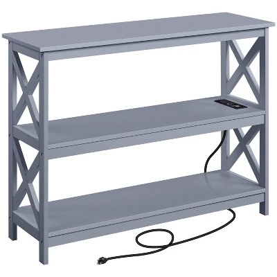 Yaheetech 3-Tier Wooden Console Table With Power Outlet Entryway Table 10 Yaheetech 3-Tier Wooden Console Table With Power Outlet Entryway Table - Image 10
