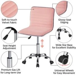Yaheetech Velvet Low Back Armless Desk Chair Office Chair With Wheels -Furniture GUEST 1d525fb1 35e7 4380 8bec bb2a2d4d26ec