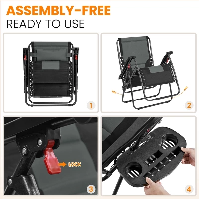 Yaheetech 29in Padded Outdoor Zero Gravity Chair 4 Yaheetech 29in Padded Outdoor Zero Gravity Chair - Image 4