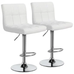 Yaheetech 2pcs Adjustable PU Leather Swivel Stool Armless Chairs With Bigger Base -Furniture GUEST 1e4920d6 7832 41dc 9e70 3bb4d1864d4e