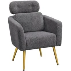 Yaheetech Boucle Barrel Accent Chair With Adjustable Headrest -Furniture GUEST 1e515774 f970 43d6 89d2 9c5907e28139