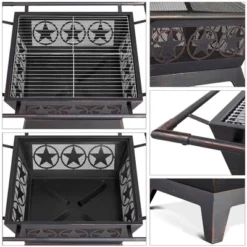 Yaheetech 32inch Fire Pit Outdoor Round Steel Fire Bowl With Mesh Cover Grills Poker For Patio Garden Camping Bonfire -Furniture GUEST 1e62b4fa c6f2 4d1b 87f4 8c5e168076d7