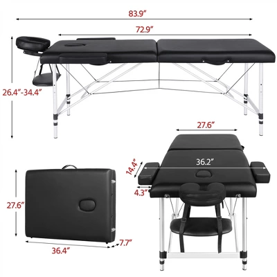 Yaheetech Portable Aluminum Massage Tables Black 2 Yaheetech Portable Aluminum Massage Tables Black - Image 2