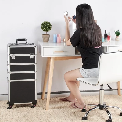 Yaheetech 4-In-1 Aluminum Rolling Cosmetic Makeup Train Cases 1 Yaheetech 4-In-1 Aluminum Rolling Cosmetic Makeup Train Cases