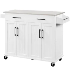 Yaheetech Large Kitchen Cart Kitchen Island On Wheels With Stainless Steel Countertop -Furniture GUEST 200919cd bee4 4dc1 8ced a5d974a15111