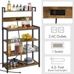 Yaheetech 5-Tier 56" H Baker’s Rack With Wire Basket & Power Outlets, Rustic Brown 10 Yaheetech 5-Tier 56" H Baker’s Rack With Wire Basket & Power Outlets, Rustic Brown -Furniture GUEST 200ccec3 1ded 4b9a bb41 b04f39866526