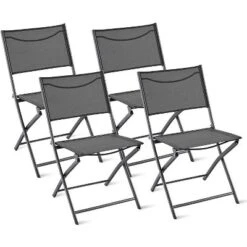 Yaheetech Set Of 4 Folding Dining Chairs With Backrests For Garden/ Lawn/ Porch/ Backyard Pool -Furniture GUEST 20540cc3 ad9e 4b89 9b8e a1ba21f58027