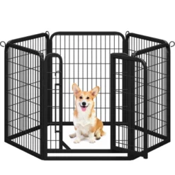Yaheetech 6 Panels Dog Playpen Cat Exercise Barrier, Black -Furniture GUEST 20fda6f8 ad97 404c a491 9f18c4a223e4