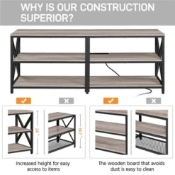 Yaheetech Vintage 3-layer TV Stand TV Console With Power Outlet -Furniture GUEST 2221f00b a891 4f36 8b19 5d1b736c56a7
