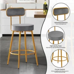 Yaheetech Velvet Ergonomic Bar Stools With Backrest And Footrest Set Of 2 9 Yaheetech Velvet Ergonomic Bar Stools With Backrest And Footrest Set Of 2 -Furniture GUEST 223157d2 c7ef 450c b3bc 57a9347aad85