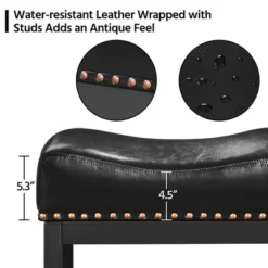 Yaheetech 26"H Bar Stools Faux Leather Counter Height Stools With Nailhead Trims Set Of 2, Black 11 Yaheetech 26"H Bar Stools Faux Leather Counter Height Stools With Nailhead Trims Set Of 2, Black -Furniture GUEST 227f5d1d 6ade 4323 a126 500b2707598f