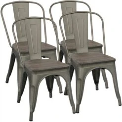 Yaheetech 4PCS Metal Frame And Wood Seat Stackable Dining Chairs With Backrest Footrests 15 Yaheetech 4PCS Metal Frame And Wood Seat Stackable Dining Chairs With Backrest Footrests -Furniture GUEST 2299f2f7 acb4 4161 a351 b94097cd4653