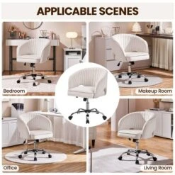 Yaheetech Rolling Office Chair Armchair With Tufted Barrel -Furniture GUEST 22fc33a9 ef99 447a a986 e0dc80455ecd