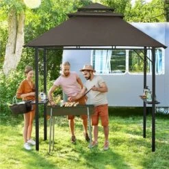Yaheetech 8 × 5 Ft Grill Gazebo With Height-adjustable Shelves