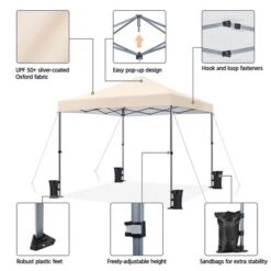 Yaheetech 10x10ft Pop-up Canopy With One-Push-To-Lock Setup Mechanism -Furniture GUEST 23d950d2 8a8a 490a b41c d2cc90b216f6