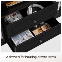 Yaheetech 58in Modern TV Console Table Mid-century TV Storage Cabinet Black -Furniture GUEST 2431b576 7ea7 4740 a1c0 f2d047aec21d 1