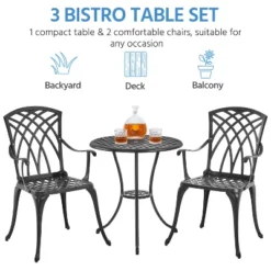 Yaheetech 3-Piece Patio Bistro Set For Garden Backyard Porch Balcon, Black -Furniture GUEST 24515653 cc19 4684 9e8b 0b17252242f5