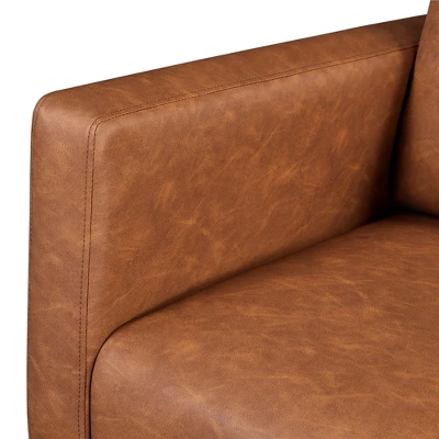 Yaheetech Faux Leather Upholstered Rocking Chair With Rubberwood Legs Brown 6 Yaheetech Faux Leather Upholstered Rocking Chair With Rubberwood Legs Brown - Image 6