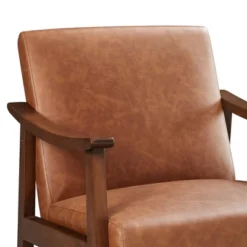 Yaheetech Modern Faux Leather Upholstered Armchair Accent Chair With Solid Wood Legs -Furniture GUEST 2500178b d6e0 477d 83b8 173e4b7c7a65