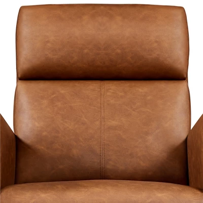 Yaheetech Faux Leather Upholstered Rocking Chair With Rubberwood Legs Brown 4 Yaheetech Faux Leather Upholstered Rocking Chair With Rubberwood Legs Brown - Image 4