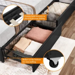 Yaheetech Upholstered Faux Leather Bed Frame With Adjustable Headboard -Furniture GUEST 25b8e6eb 41ba 4cea ae22 ba0275fa418a