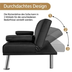 Yaheetech Convertible Futon Sofa Bed Tufted Fabric Futon With Cupholders And Pillows -Furniture GUEST 26c68fc7 fb13 4eca 96ce c6582e23c7d9