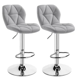 Yaheetech 2pcs Adjustable Modern PU Leather Swivel Bar Stools With Backrest -Furniture GUEST 26e26af4 9e01 46b0 b028 062e32e07751
