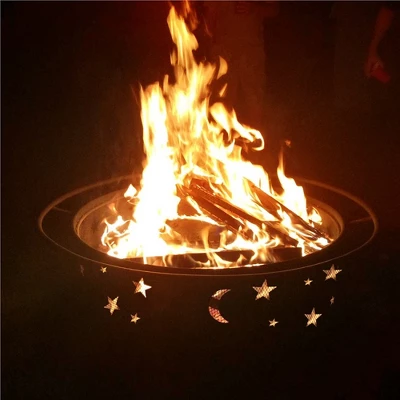 Yaheetech 30" Outdoor Fire Pit Set Heating Warm Equipment Including Poker Mesh Cover With Stars Moons Pattern Black 7 Yaheetech 30" Outdoor Fire Pit Set Heating Warm Equipment Including Poker Mesh Cover With Stars Moons Pattern Black - Image 7