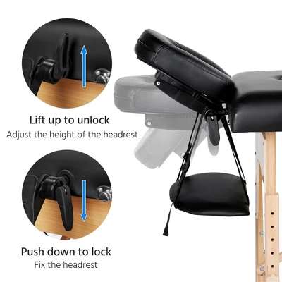 Yaheetech Adjustable Massage Bed 2 Sections Folding Massage Table Black 5 Yaheetech Adjustable Massage Bed 2 Sections Folding Massage Table Black - Image 5