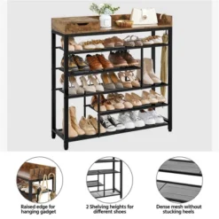 Yaheetech 6-Tier Shoes Rack Shelf Organizer Entryway Shoes Shelf With Storage Box, Rustic Brown -Furniture GUEST 27c55005 9b74 41fe 9b32 28f228ee9ac0