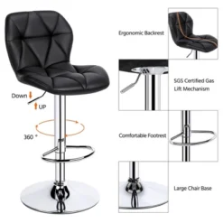 Yaheetech 2pcs Adjustable Modern PU Leather Swivel Bar Stools With Backrest -Furniture GUEST 27dece16 ad0e 43c7 b509 819d1d250002
