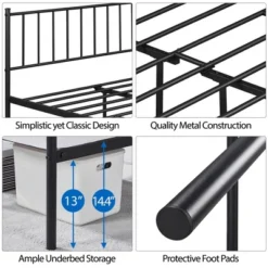 Yaheetech Metal Platform Bed Frame With Spindle Headboard And Footboard -Furniture GUEST 2893620a c34f 4f31 aaee 5e369f12caa2