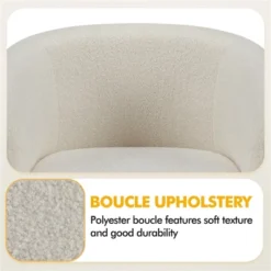 Yaheetech Upholstered Armchair Accent Barrel Chair Ivory -Furniture GUEST 28cc5b61 efd8 4701 98cd b25e10a7fcfa