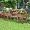 Yaheetech 2 In 1 Outdoor Solid Wood Double-bench For Patio Backyard Brown