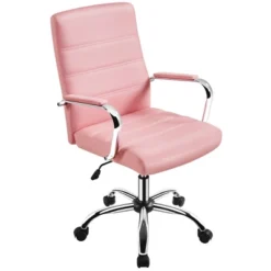 Yaheetech Mid-Back Office Chair With Arms 360° Swivel PU Leather Office Executive Chair -Furniture GUEST 298ae85f 894e 4c8f aa6b 47b3afe4a067