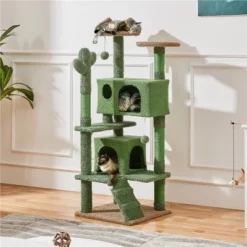 Yaheetech 54.5" H Cat Tree Cat Tower With Natural Sisal For Small- To Medium-sized Cats Green/Brown