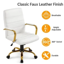Yaheetech Adjustable Mid-Back Office Chair Executive Chair White 10 Yaheetech Adjustable Mid-Back Office Chair Executive Chair White -Furniture GUEST 29ef0a49 a864 44b2 b3d4 2f24ab73967d