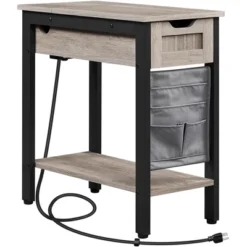 Yaheetech Narrow End Table Side Table With Charging Station -Furniture GUEST 2a2a0db1 e5e7 4620 bb80 5f22fdfbac81