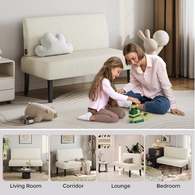 Yaheetech Armless Loveseat, Mini Sofa Seat Made With Rubberwood Legs And USB Ports For Living Room 4 Yaheetech Armless Loveseat, Mini Sofa Seat Made With Rubberwood Legs And USB Ports For Living Room - Image 4