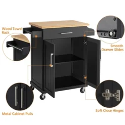 Yaheetech Rolling Kitchen Island Kitchen Cart With Towel Rack & Drawer -Furniture GUEST 2b318f59 3d72 4c49 b2ca d7dc6180fe33