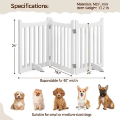 Yaheetech 24inch Tall Freestanding Wooden Pet Gate With Door, White 9 Yaheetech 24inch Tall Freestanding Wooden Pet Gate With Door, White -Furniture GUEST 2bf4f129 d728 4a60 a05d a4f6ecc299c8