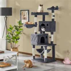 Yaheetech 64"H 4-level Plush Cat Tree Tower With Condos Platform