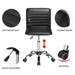 Yaheetech PU Leather Armless Office Chair Desk Chair With Wheels 15 Yaheetech PU Leather Armless Office Chair Desk Chair With Wheels -Furniture GUEST 2c23def7 01fa 4644 b5f0 55586aa986a7